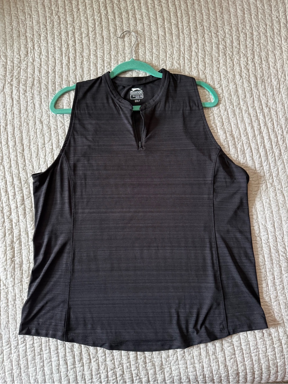 Slazenger Black Zip-Neck Athletic Tank Top